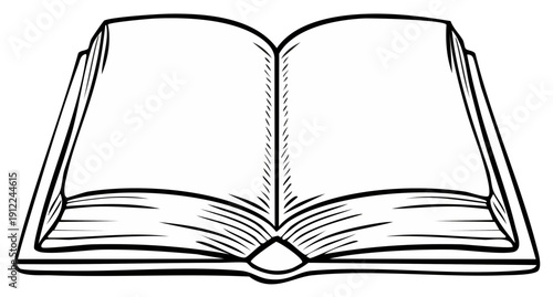 Open book illustration with blank pages for learning, reading, or writing projects and education concepts