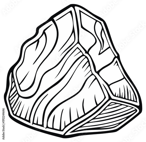 Monochrome Rock Outline Drawing Graphic Black and White Geological Illustration