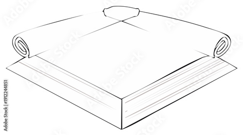 Stylized architectural sketch of a building showing a stack of floors with top corners rolled