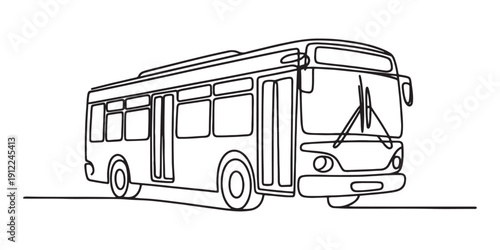 City bus transport vehicle street front view