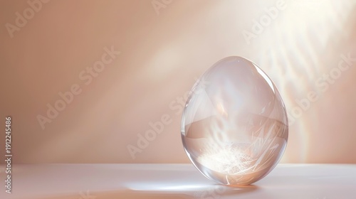Abstract Crystal Egg on Soft Pastel Background
