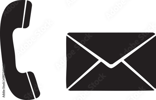 Vintage telephone icon next to an envelope, representing phone calls and mail communication.