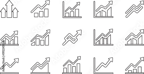 Professional Clean Business Growth Line Icons Vector Pack