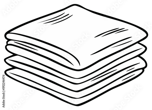 Black and white illustration of folded cloth napkins in a stack