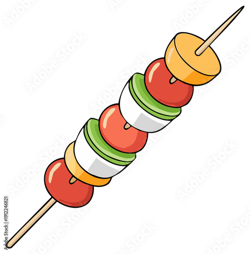 Vegetable Skewer With Tomato Onion Zucchini Squash Grilled Healthy Food