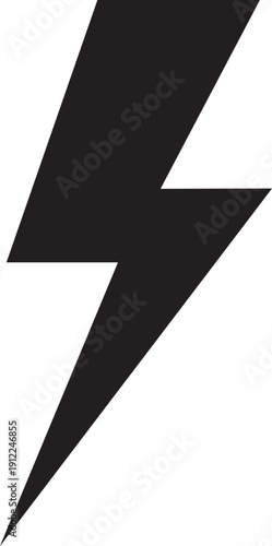 Bold black lightning bolt icon symbolizing energy, power, and electricity.