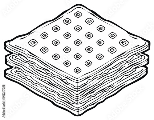 Stack of crackers in an isometric perspective