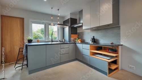 Preparing kitchen for installation of custom new features in modern home improvement 