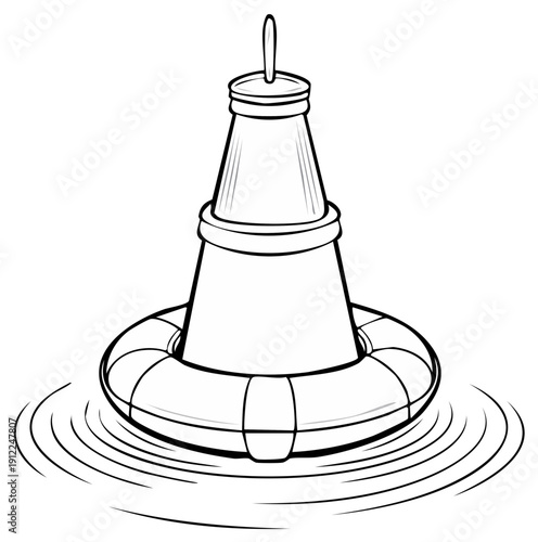 Buoy Floating with Life Ring Symbolizing Safety and Navigation