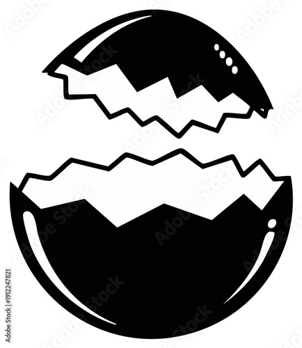 Broken Eggshell Silhouette Vector Illustration