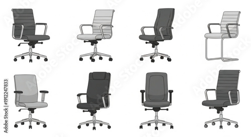set of office chairs isolated