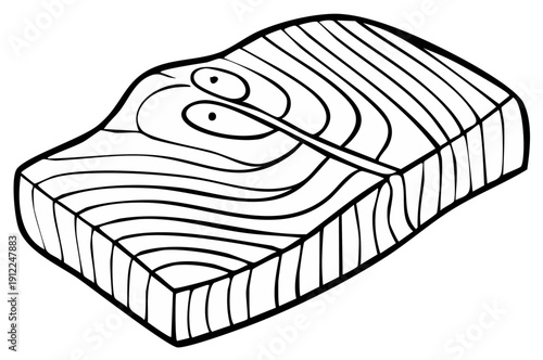 Black and white illustration of a salmon fillet with cross section details