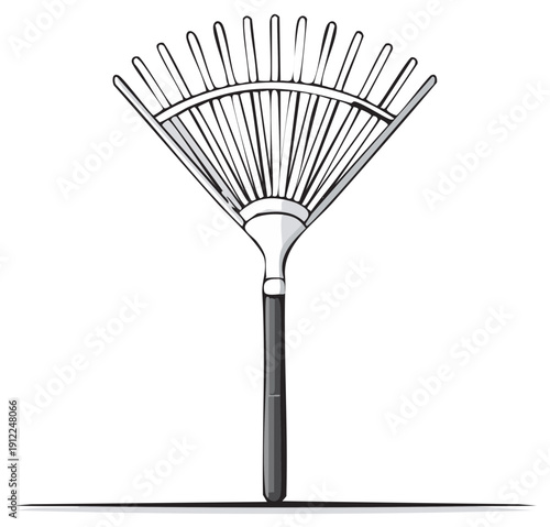 Simple Hand Drawn Leaf Rake Gardening Tool Illustration
