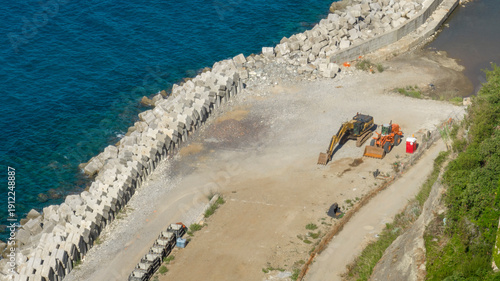 Fotografie Aerial view of a coastal construction site