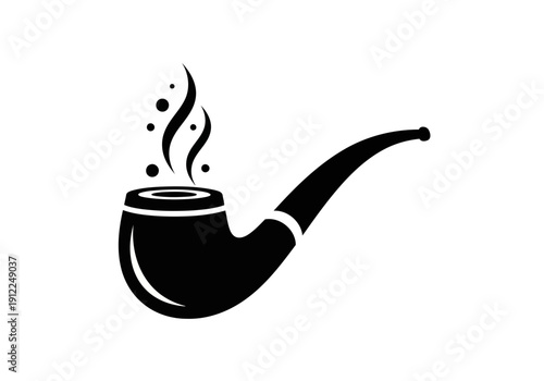 A stylish silhouette of smoking pipe icon with smoke silhouette vector illustration
