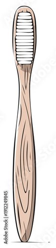 Natural wooden toothbrush illustration for sustainable dental hygiene product design