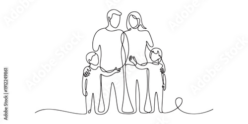 Minimalist one line family portrait together