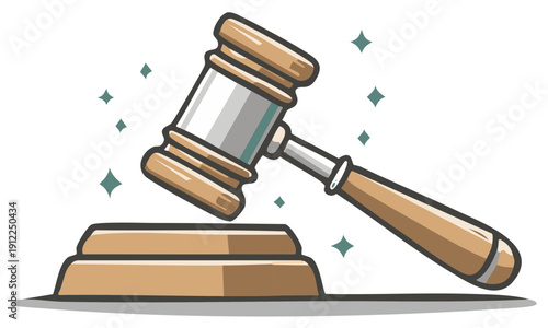 Judicial Gavel Striking Sounding Block Symbolizing Justice Law and Courtroom Decisions