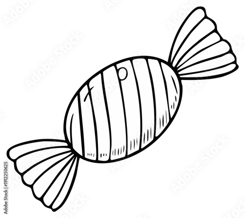 Black and white hand drawn candy treat illustration