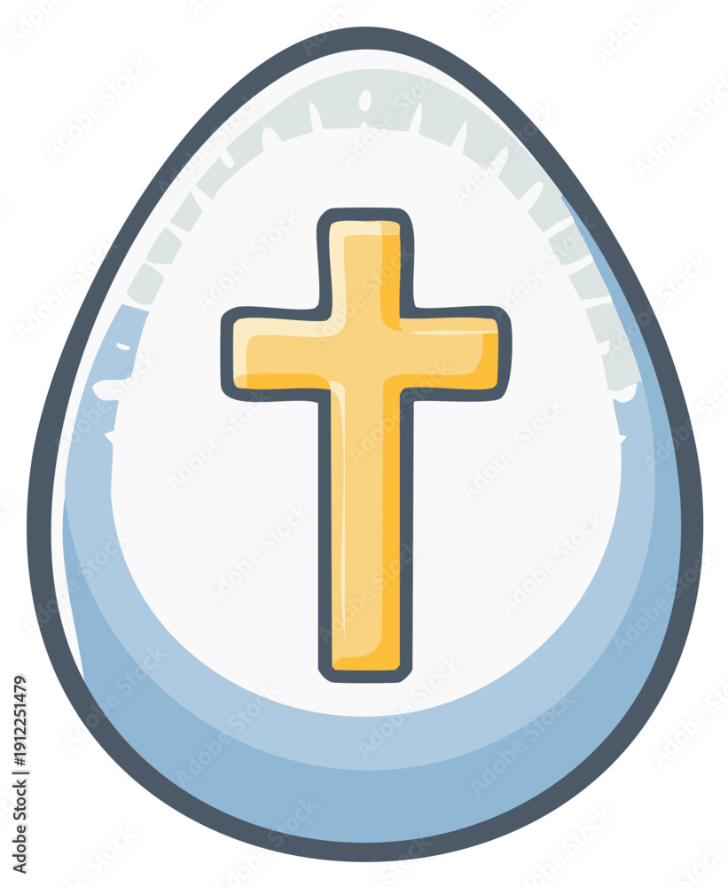Fototapeta premium Simple illustration of a pastel colored Easter egg with a golden cross