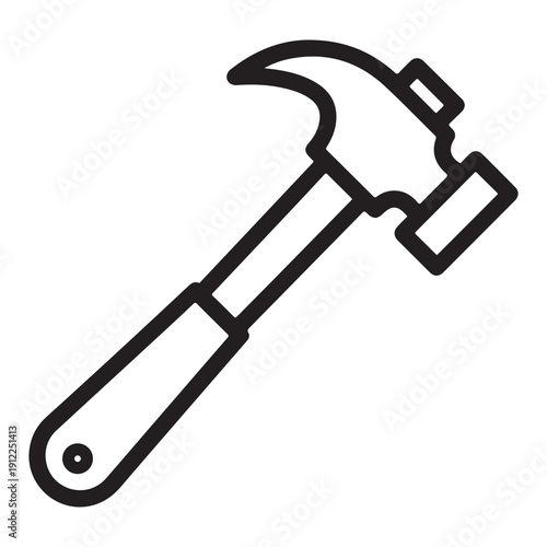 Claw hammer tool icon simple line art