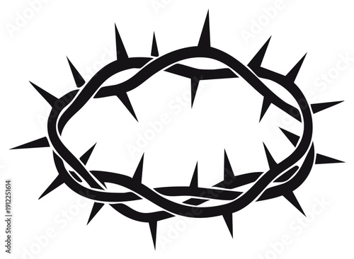 Stylized Thorn Crown Silhouette Symbol of Suffering Sacrifice Religion Faith Hope Redemption Grief Mourning Theology Jesus Christ