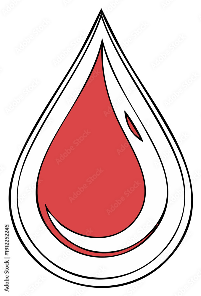 Fototapeta premium Stylized Red Blood Drop Icon Symbol Medical Health Care