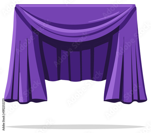 Purple Velvet Stage Curtains Dramatic Swagged Fabric for Theater and Events