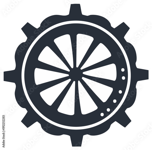 Sprocket Gear with Radial Pattern Minimal Machine Part Illustration