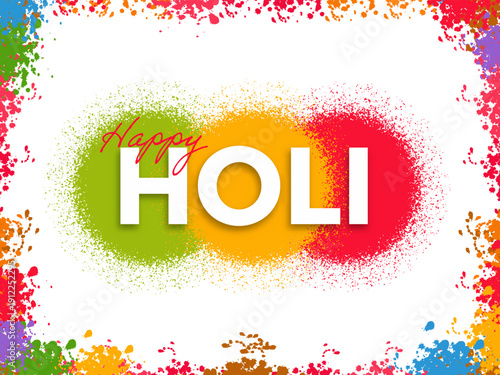 Holi color splash background with vibrant powder frame, ideal for greeting cards, social media posts, festival marketing, event banners, website headers