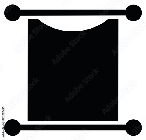 Minimalist black hanging scroll banner or sign icon template for design