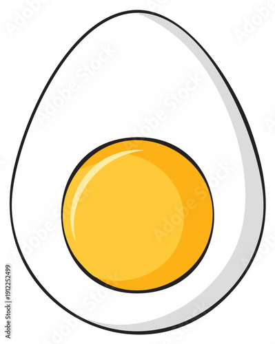 Illustration of a sliced hard boiled egg with bright yellow yolk