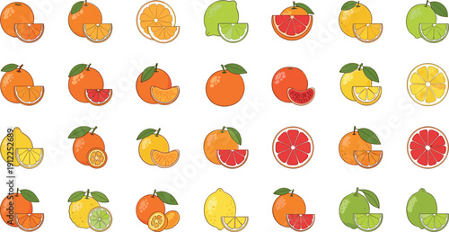 Vibrant citrus fruits collection for healthy lifestyle and nutrition concepts