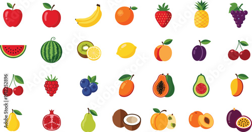 Vibrant fruit collection with exotic tropical fruit