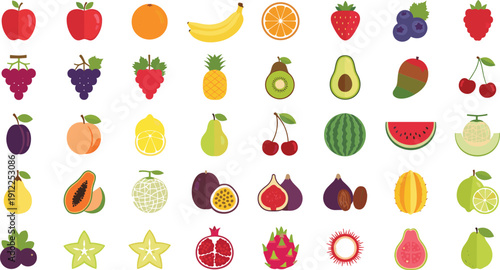 Vibrant fruit collection with exotic tropical fruit