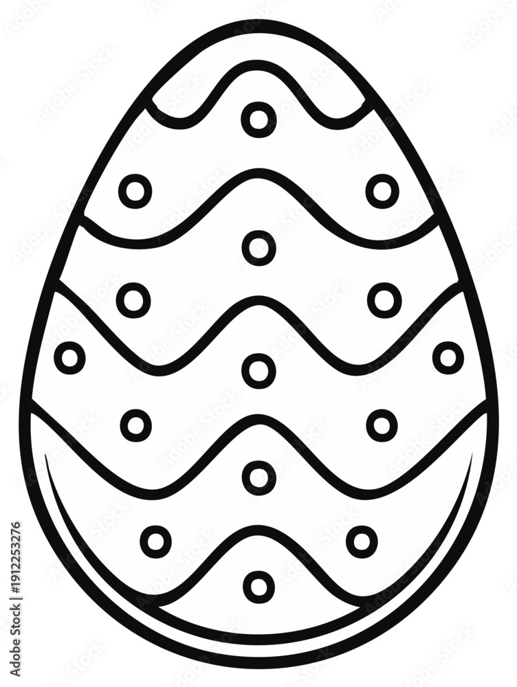Obraz premium Decorated Easter egg with wave pattern and dots for holiday season