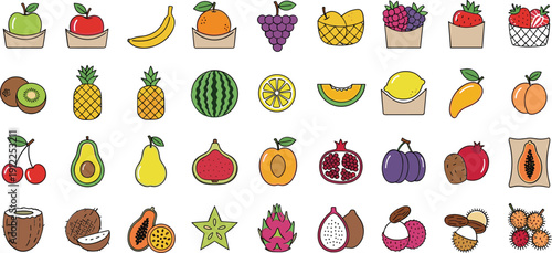 Vibrant fruit collection with exotic tropical fruits