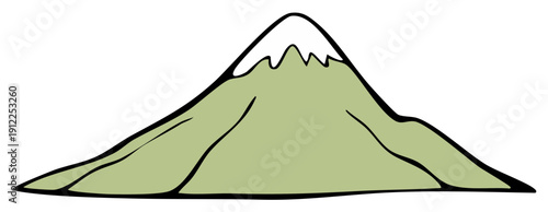 Mountain peak with snow illustration. Simple drawing of a mountain.