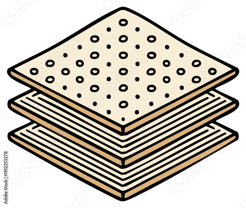 Stacked Matzah bread graphic illustration featuring crisp layers and signature holes