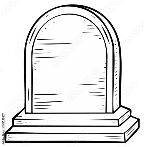 Simple Gravestone Illustration: Minimalist Tombstone Depiction for Memorial Design and Halloween Decoration