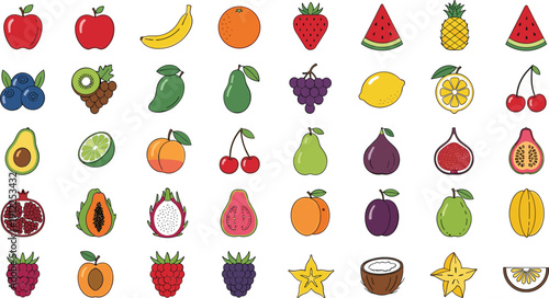 Vibrant fruit collection with exotic tropical fruit