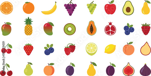 Vibrant fruit collection with exotic tropical fruit