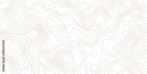 Modern style topographic map with light gray contour lines on a white background creating a smooth surface element topo design. paper texture Imitation of a geographical map shade.