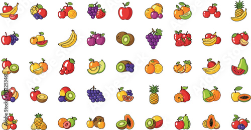Vibrant fruit illustrations collection for healthy eating