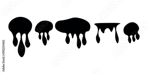 Wallpaper Mural Fluid organic background. Ink drop icon collection. Abstract liquid shapes paint drips set. Waves elements with dynamical forms. Black ink runs. Dripping paint. Vector design for flyer, business card. Torontodigital.ca