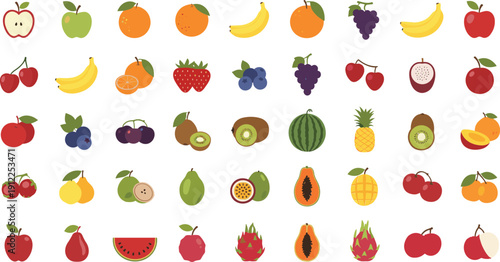 Vibrant fruit collection with exotic tropical fruit
