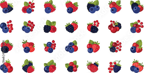 Vibrant mix of fresh berries on white background