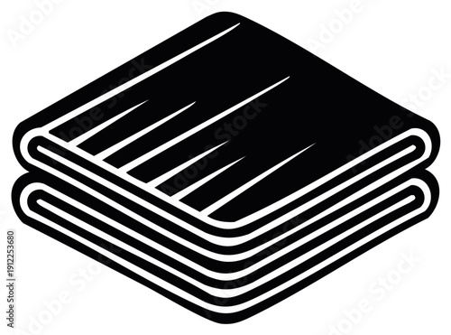 Stacked folded fabric cloths isometric icon black and white