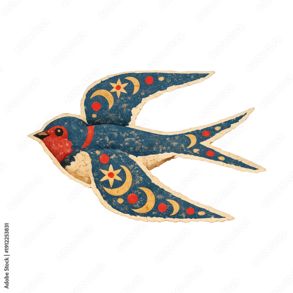 Obraz premium PNG Vintage swallow tattoo design.
