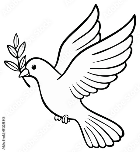A Dove of Peace in Flight Carrying an Olive Branch Symbol of Harmony and Hope
